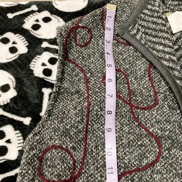 DOLCEZZA Long grey black wool blend open front vest ~ MEDIUM LARGE XL 1X duster - Picture 11 of 14